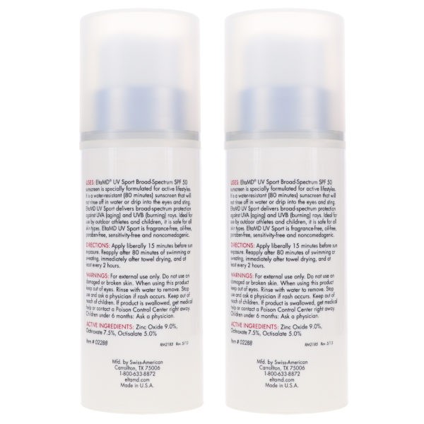 Elta MD UV Sport SPF 50 Water Resistant Sunscreen 7 oz 2 Pack