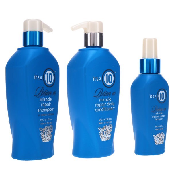 It's a 10 Potion 10 Repair Shampoo 10 oz, Potion 10 Repair Conditioner 10 oz & Potion 10 Instant Repair Leave-In 4 oz Combo Pack