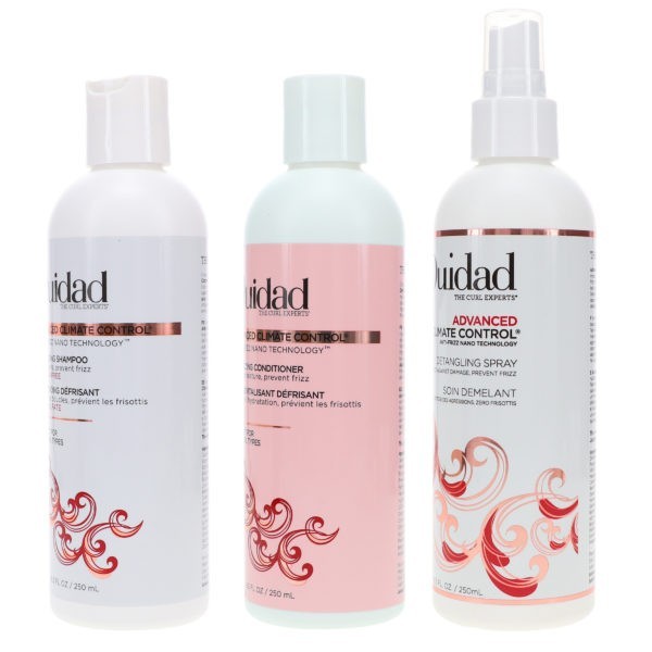 Ouidad Advanced Climate Control Defrizzing Shampoo 8.5 oz, Advanced Climate Control Defrizzing Conditioner 8.5 oz & Advanced Climate Control Detangling Spray 8.5 oz Combo Pack