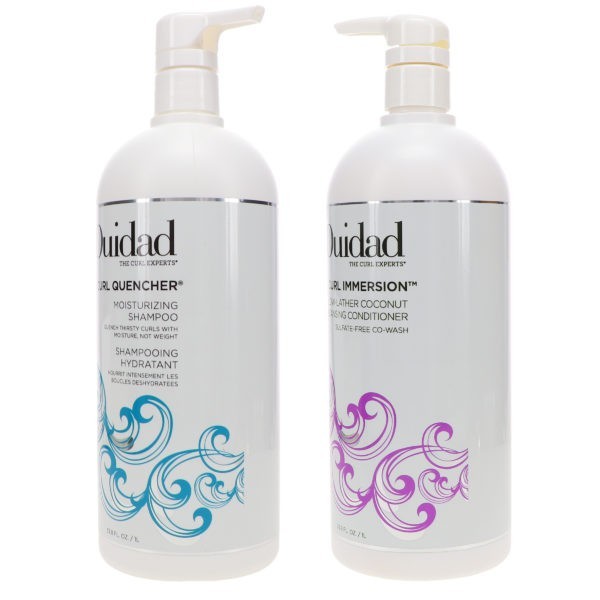 Ouidad Curl Quencher Moisturizing Shampoo 33.8oz & Curl Immersion Low-Lather Coconut Cleansing Conditioner 33.8oz Combo