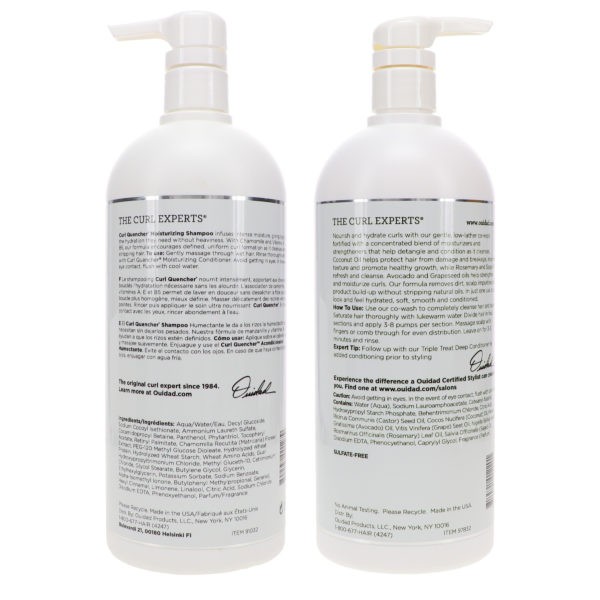 Ouidad Curl Quencher Moisturizing Shampoo 33.8oz & Curl Immersion Low-Lather Coconut Cleansing Conditioner 33.8oz Combo