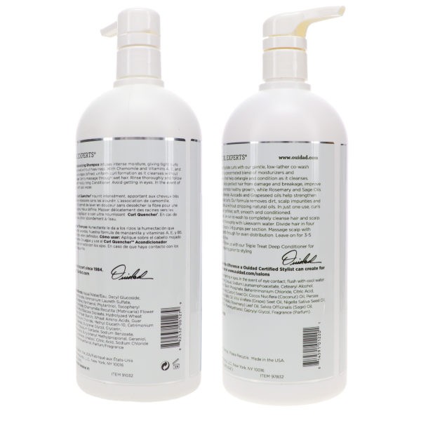 Ouidad Curl Quencher Moisturizing Shampoo 33.8oz & Curl Immersion Low-Lather Coconut Cleansing Conditioner 33.8oz Combo