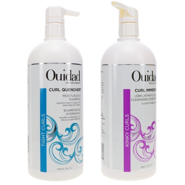 Ouidad Curl Quencher Moisturizing Shampoo 33.8oz & Curl Immersion Low-Lather Coconut Cleansing Conditioner 33.8oz Combo