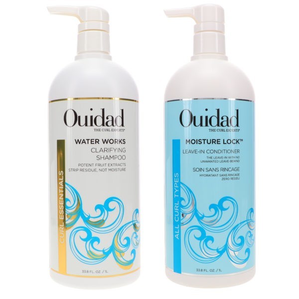 Ouidad Water Works Clarifying Shampoo 33.8 oz & Moisture Lock Leave-In Conditioner 33.8 oz Combo Pack
