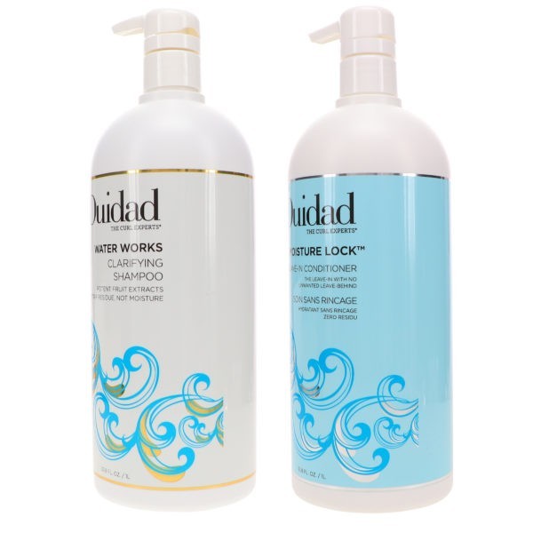 Ouidad Water Works Clarifying Shampoo 33.8 oz & Moisture Lock Leave-In Conditioner 33.8 oz Combo Pack