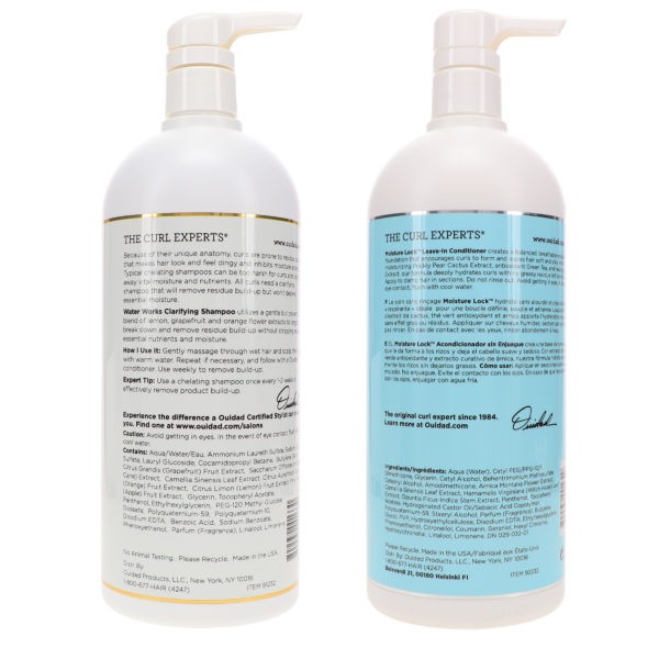 Ouidad Water Works Clarifying Shampoo 33.8 oz & Moisture Lock Leave-In Conditioner 33.8 oz Combo Pack