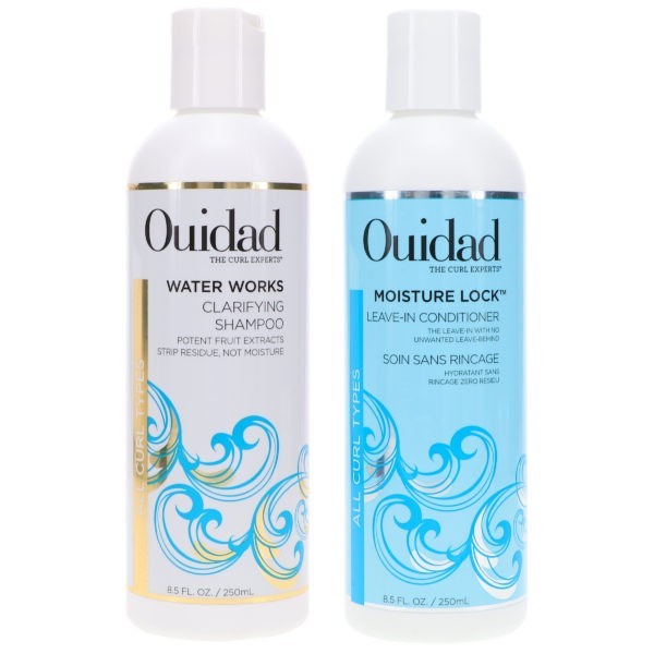 Ouidad Water Works Clarifying Shampoo 8.5 oz & Moisture Lock Leave-In Conditioner 8.5 oz Combo Pack