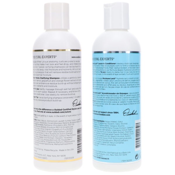 Ouidad Water Works Clarifying Shampoo 8.5 oz & Moisture Lock Leave-In Conditioner 8.5 oz Combo Pack