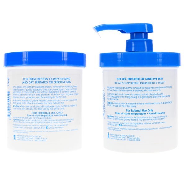 Vanicream Moisturizing Skin Cream with Pump Dispenser 16 oz & Moisturizing Skin Cream Jar 16 oz Combo Pack