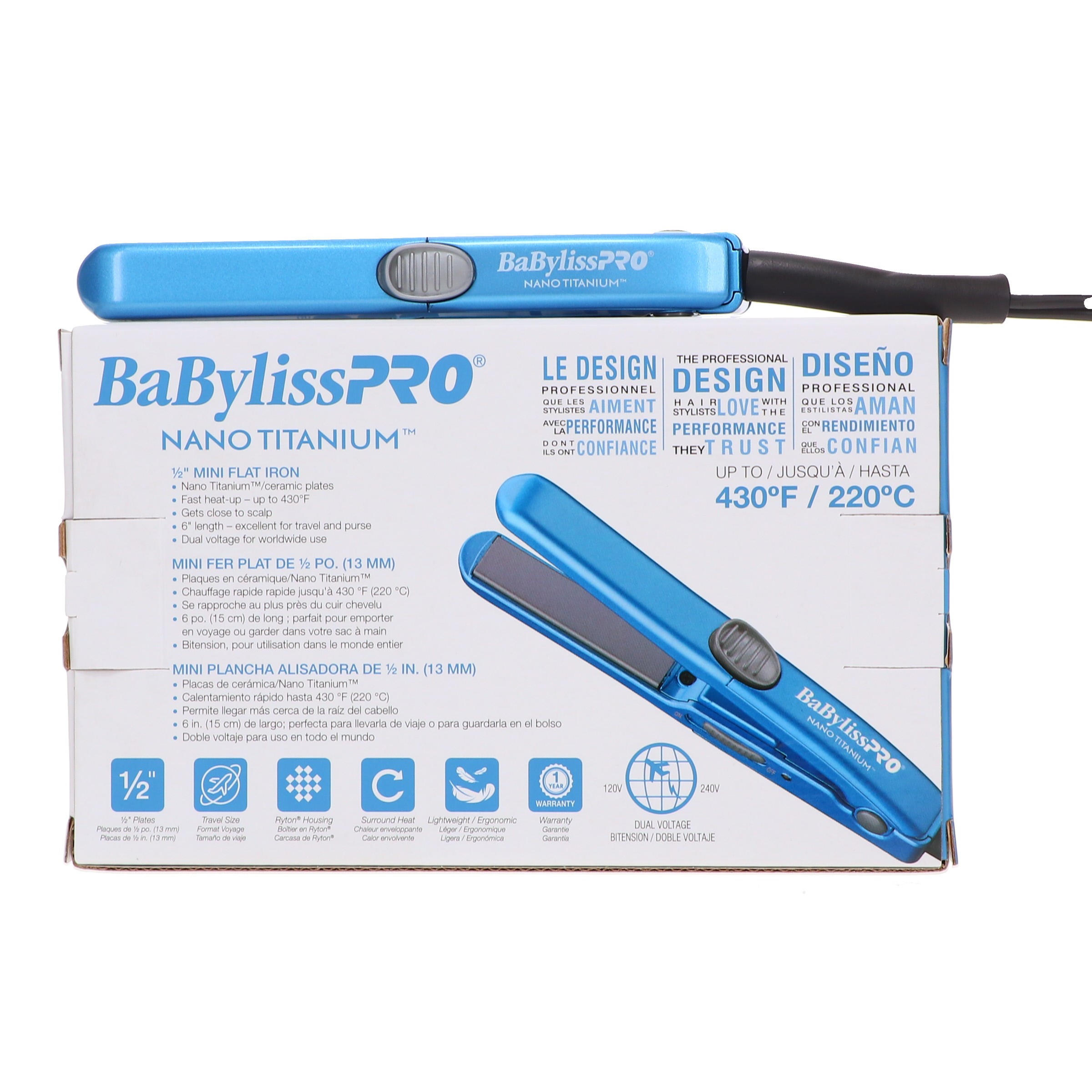 BaBylissPRO Nano Titanium 1/2" Mini Straightener