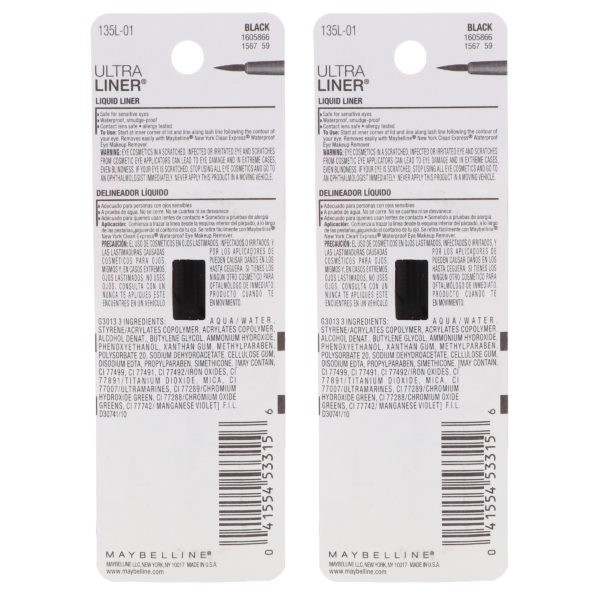 Maybelline New York Ultra-Liner Liquid Liner Waterproof Black 0.25 oz 2 Pack