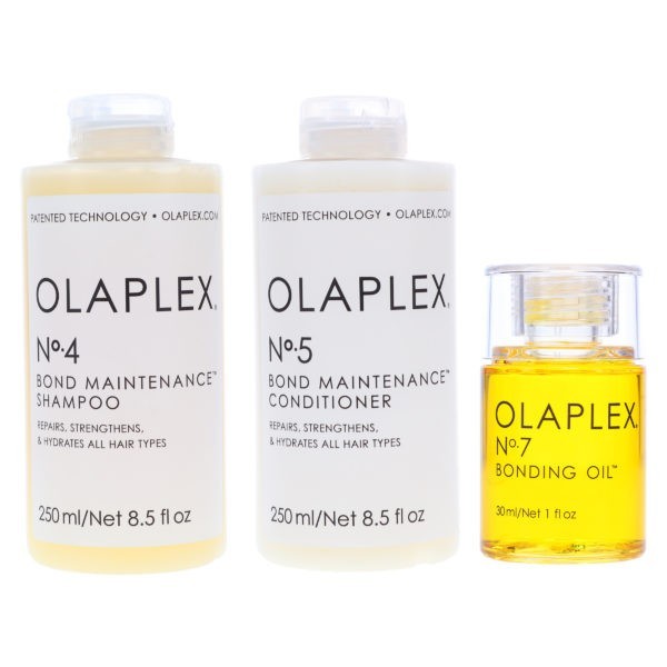 Olaplex No.4 Bond Maintenance Shampoo 8.5 oz, No. 5 Bond Maintenance Conditioner 8.5 oz & No. 7 Bonding Oil 1 oz Combo Pack