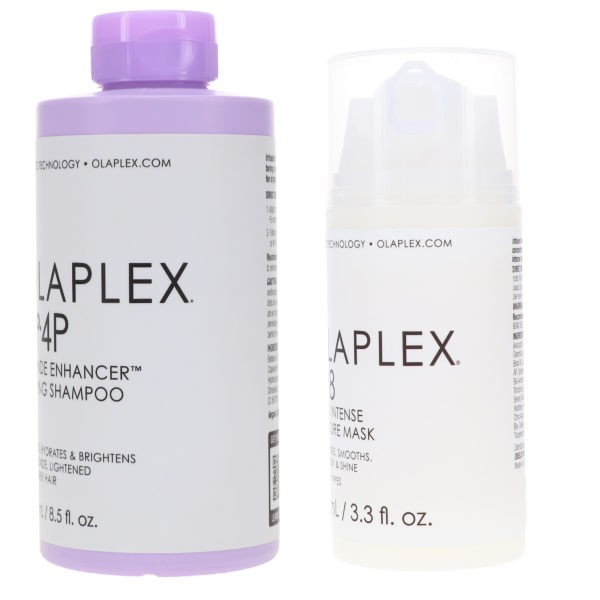 Olaplex No.4p Blonde Enhancer Toning Shampoo 8.5 oz & No. 8 Bond Intense Mask 3.3 oz Combo Pack