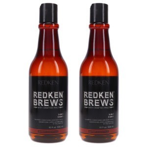 Redken Brews 3-in1 Shampoo, Conditioner and Body Wash 10.1 oz 2 Pack