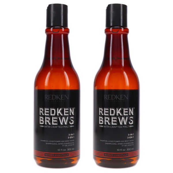 Redken Brews 3-in1 Shampoo, Conditioner and Body Wash 10.1 oz 2 Pack