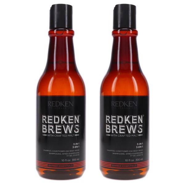 Redken Brews 3-in1 Shampoo, Conditioner and Body Wash 10.1 oz 2 Pack