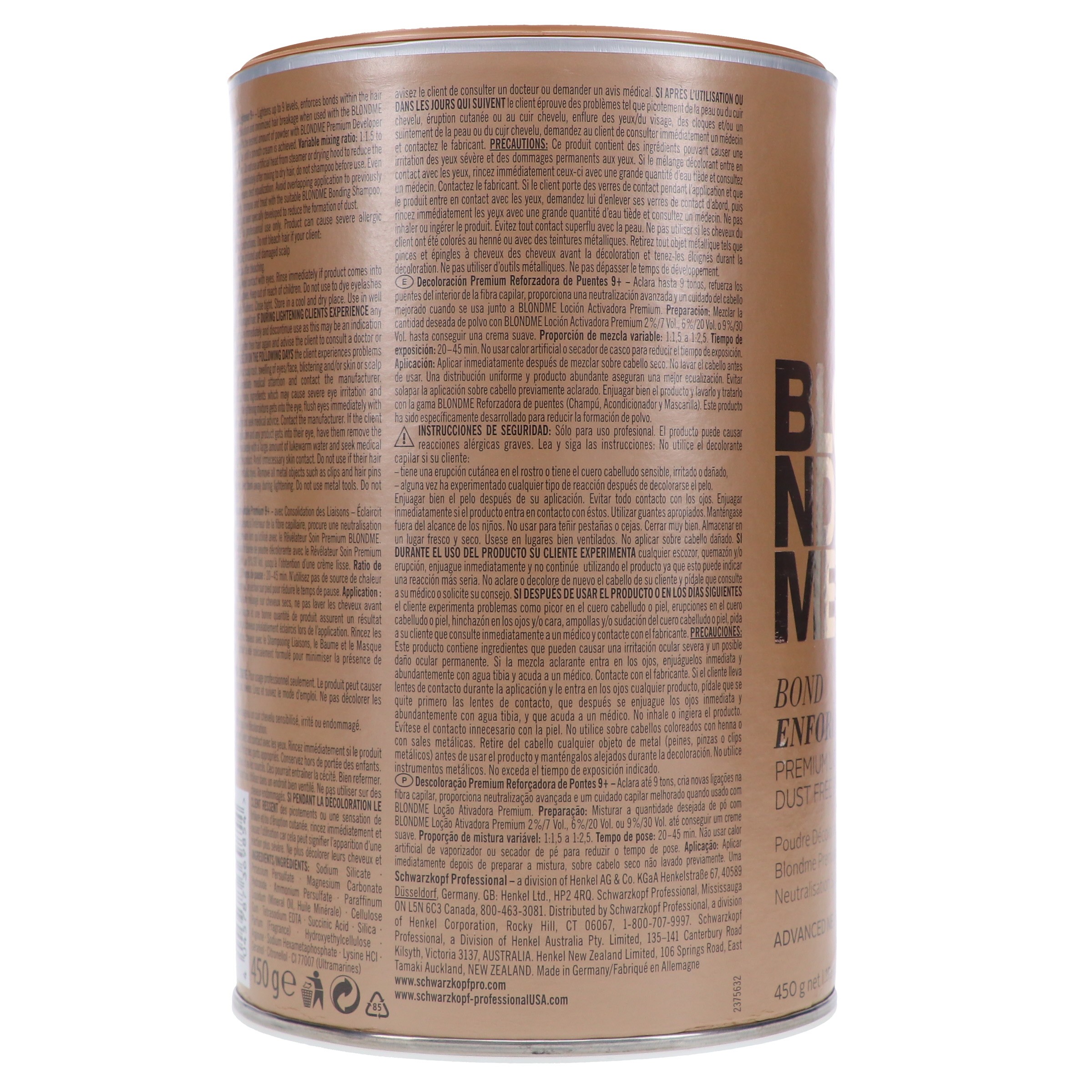 Schwarzkopf BlondMe Bond Enforcing Premium Lightener 9+ Dust Free Powder 15.8 oz