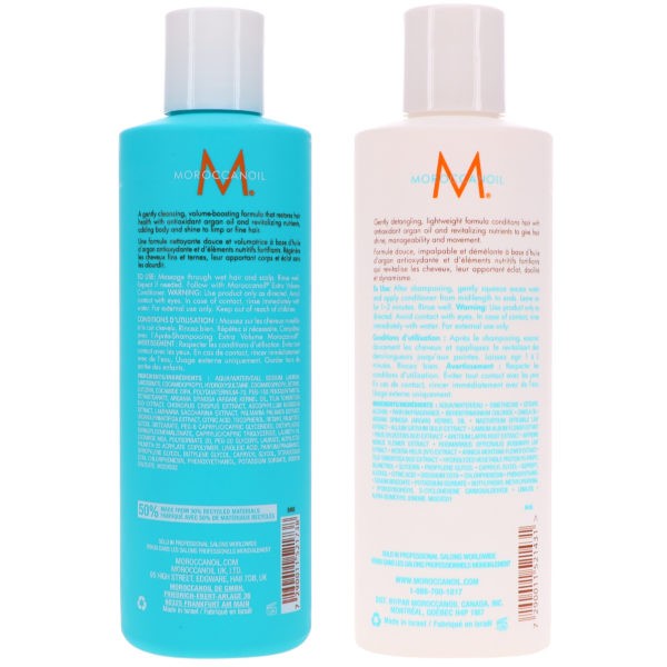 Moroccanoil Extra Volume Shampoo 8.5 oz & Extra Volume Conditioner 8.5 oz Combo Pack