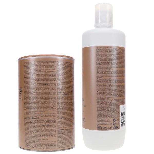 Schwarzkopf BlondMe Bond Enforcing Premium Lightener 9+ Dust Free Powder 15.8 oz & BlondMe 6% Developer 33.8 oz Combo Pack