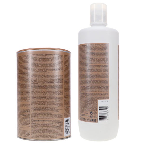 Schwarzkopf BlondMe Bond Enforcing Premium Lightener 9+ Dust Free Powder 15.8 oz & BlondMe 6% Developer 33.8 oz Combo Pack