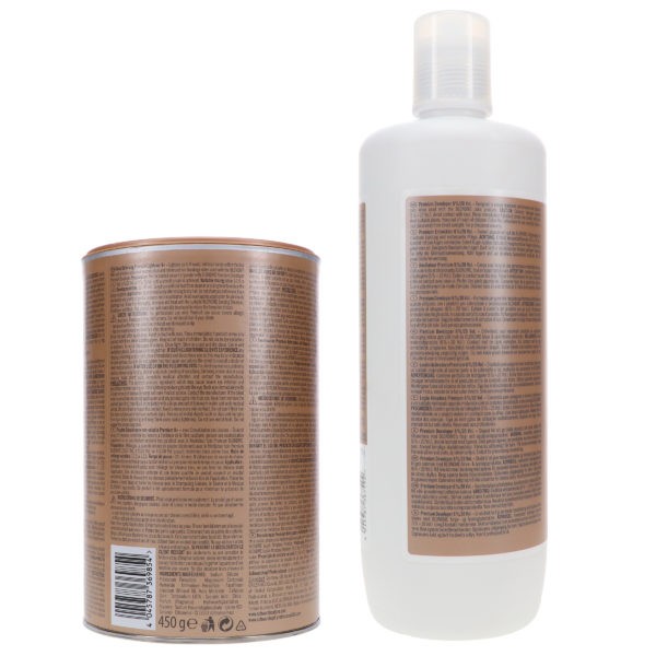 Schwarzkopf BlondMe Bond Enforcing Premium Lightener 9+ Dust Free Powder 15.8 oz & BlondMe 6% Developer 33.8 oz Combo Pack