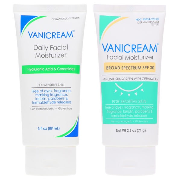 Vanicream Daily Facial Moisturizer 3 oz & Daily Facial Moisturizer Broad Spectrum SPF 30 2.5 oz Combo Pack