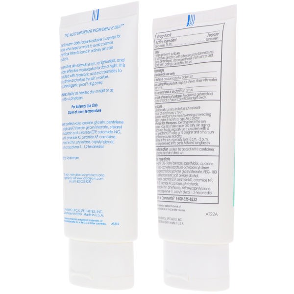 Vanicream Daily Facial Moisturizer 3 oz & Daily Facial Moisturizer Broad Spectrum SPF 30 2.5 oz Combo Pack