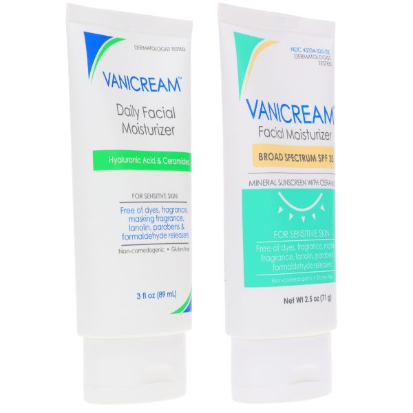 Vanicream Daily Facial Moisturizer 3 oz & Daily Facial Moisturizer Broad Spectrum SPF 30 2.5 oz Combo Pack