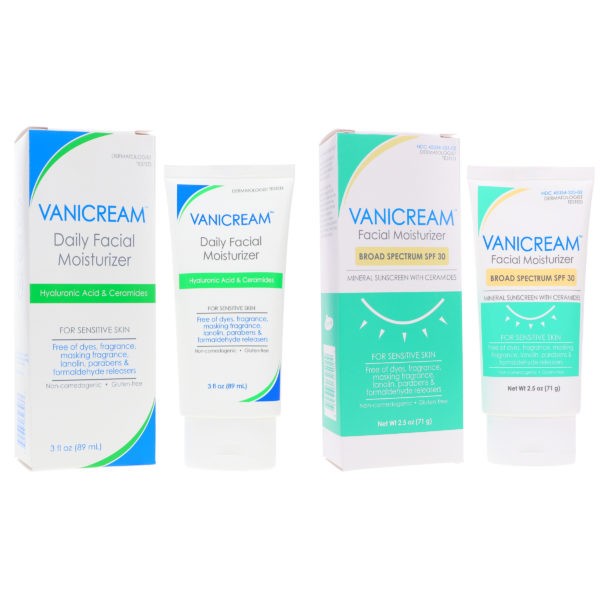 Vanicream Daily Facial Moisturizer 3 oz & Daily Facial Moisturizer Broad Spectrum SPF 30 2.5 oz Combo Pack