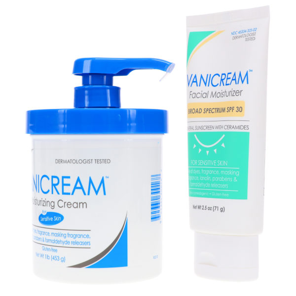 Vanicream Lite Lotion 16 oz & Daily Facial Moisturizer Broad Spectrum SPF 30 2.5 oz Combo Pack