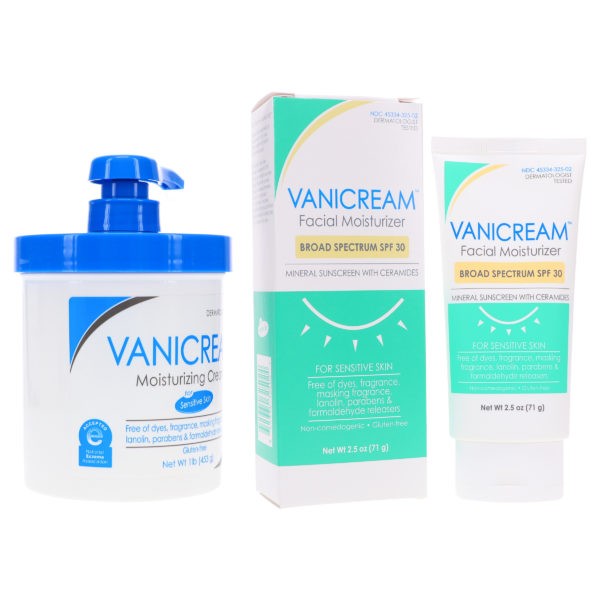 Vanicream Lite Lotion 16 oz & Daily Facial Moisturizer Broad Spectrum SPF 30 2.5 oz Combo Pack