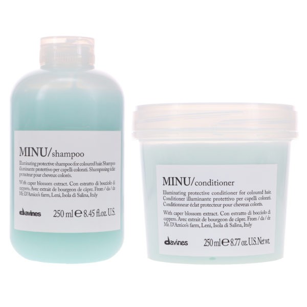 Davines MINU Illuminating Shampoo 8.45 oz & Davines MINU Illuminating Conditioner 8.77 oz Combo Pack