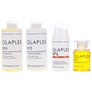 Olaplex No.4 Bond Maintenance Shampoo 8.5 oz, No. 5 Bond Maintenance Conditioner 8.5 oz, No. 6 Bond Smoother Reparative Styling Creme 3.3 oz & No. 7 Bonding Oil 1 oz Combo Pack