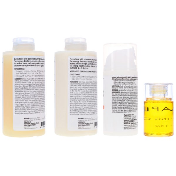 Olaplex No.4 Bond Maintenance Shampoo 8.5 oz, No. 5 Bond Maintenance Conditioner 8.5 oz, No. 6 Bond Smoother Reparative Styling Creme 3.3 oz & No. 7 Bonding Oil 1 oz Combo Pack