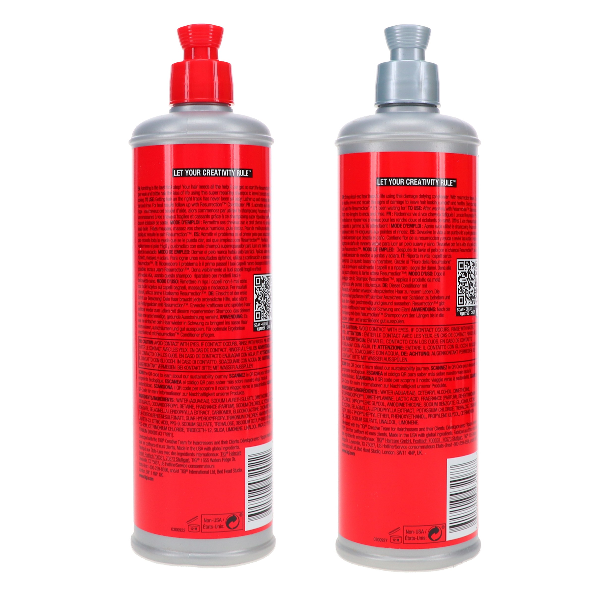 TIGI Bed Head Resurrection Super Repair Shampoo & Conditioner 13.53 oz Combo Pack