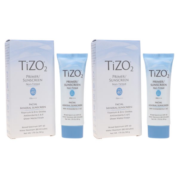 TIZO 2 Facial Mineral Primer/Sunscreen SPF 40 Water Resistant 1.75 oz 2 Pack