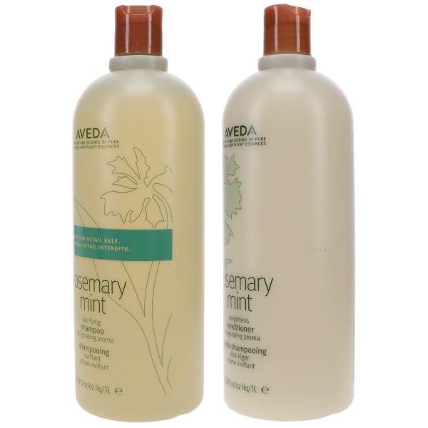 Aveda Rosemary Mint Shampoo 33.8 oz & Rosemary Mint Weightless Conditioner 33.8 oz Combo Pack