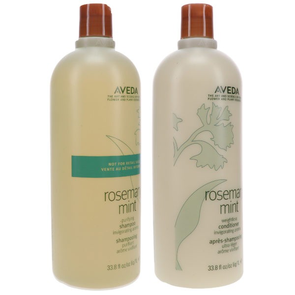 Aveda Rosemary Mint Shampoo 33.8 oz & Rosemary Mint Weightless Conditioner 33.8 oz Combo Pack