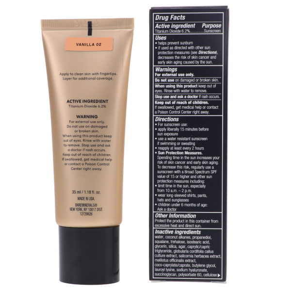 bareMinerals Complexion Rescue Tinted Moisturizer Broad Spectrum SPF 30 Vanilla 02 1.18 oz