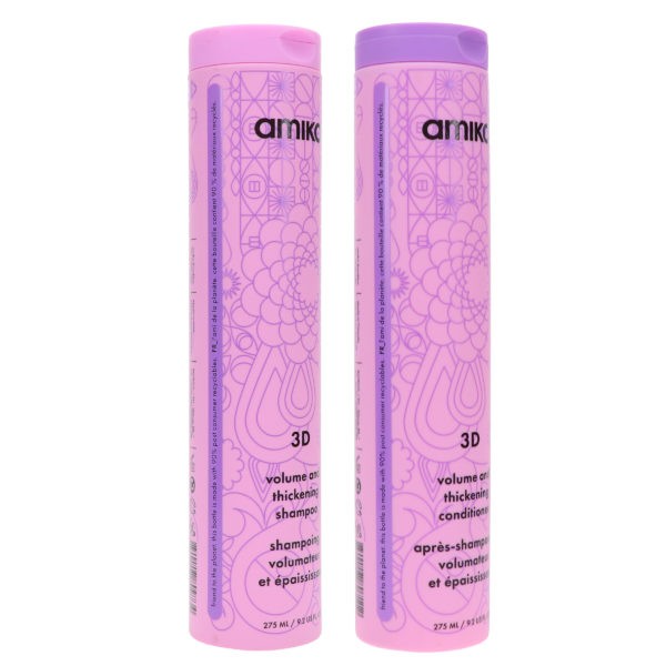 Amika 3D Volume Plus Thickening Shampoo 10.1 oz & Conditioner 10.1 oz Combo Pack