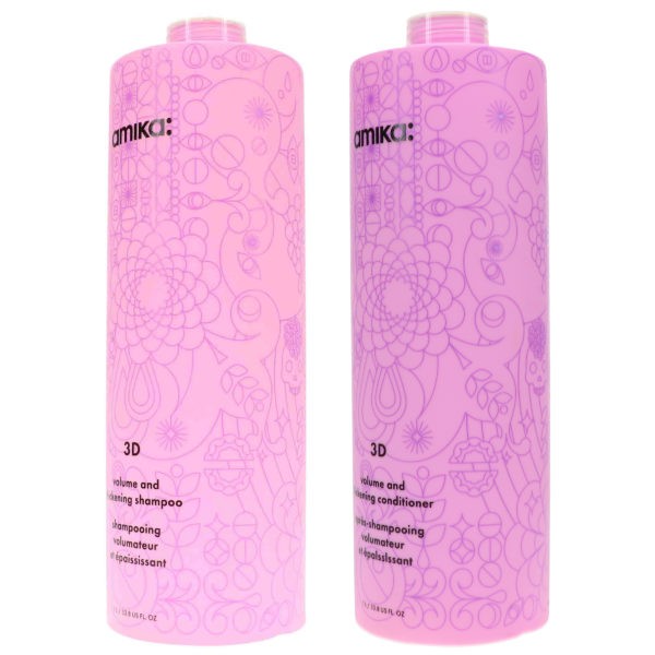 Amika 3D Volume Plus Thickening Shampoo 33.8 oz & Conditioner 33.8 oz Combo Pack