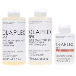 Olaplex No.4 Bond Maintenance Shampoo 8.5 oz, No.5 Conditioner 8.5 oz & No. 6 Bond Smoother Reparative Styling Creme 3.3 oz Combo Pack