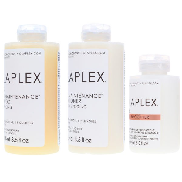 Olaplex No.4 Bond Maintenance Shampoo 8.5 oz, No.5 Conditioner 8.5 oz & No. 6 Bond Smoother Reparative Styling Creme 3.3 oz Combo Pack