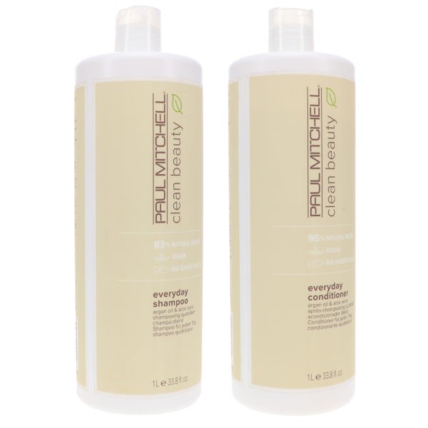 Paul Mitchell Clean Beauty Everyday Shampoo 33.8 oz & Clean Beauty Everyday Conditioner 33.8 oz Combo Pack