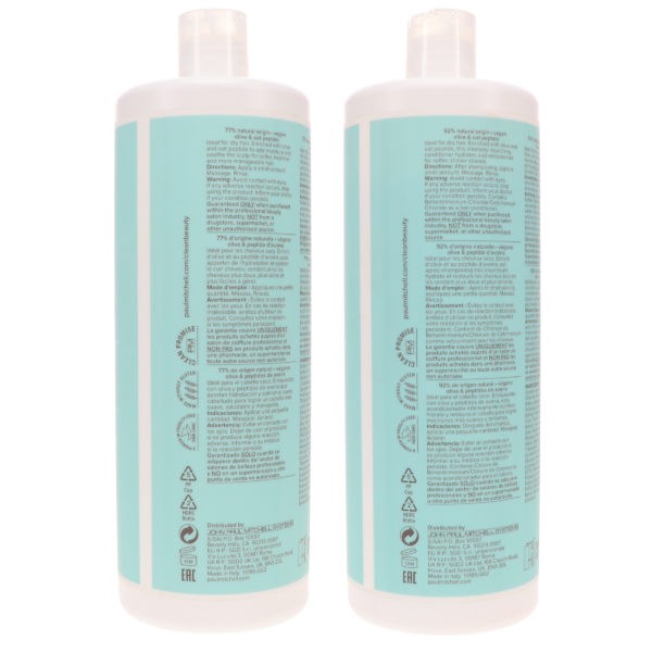 Paul Mitchell Clean Beauty Hydrate Shampoo 33.8 oz & Clean Beauty Hydrate Conditioner 33.8 oz Combo Pack