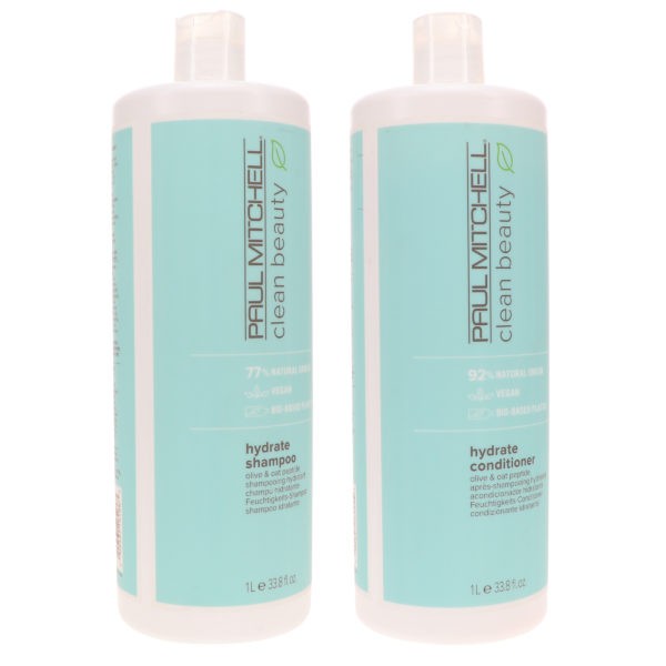 Paul Mitchell Clean Beauty Hydrate Shampoo 33.8 oz & Clean Beauty Hydrate Conditioner 33.8 oz Combo Pack