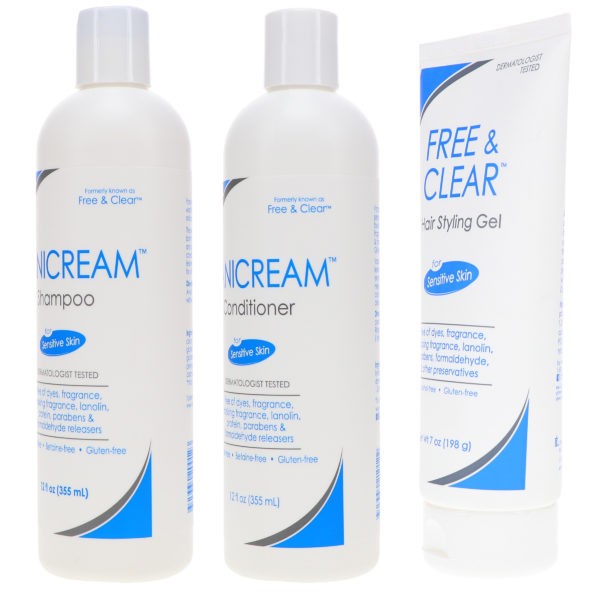 Vanicream/Free & Clear Shampoo 12 oz, Conditioner 12 oz & Styling Gel 7 oz Combo Pack