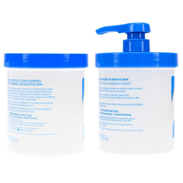 Vanicream Moisturizing Skin Cream with Pump Dispenser 16 oz & Moisturizing Skin Cream Jar 16 oz Combo Pack