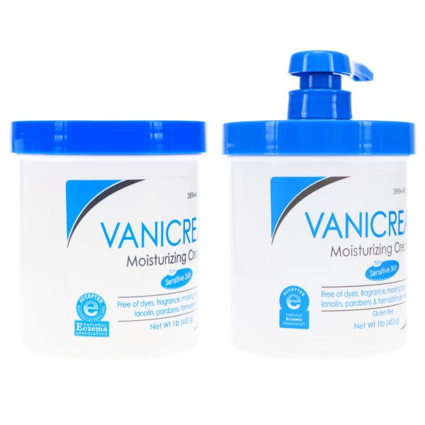 Vanicream Moisturizing Skin Cream with Pump Dispenser 16 oz & Moisturizing Skin Cream Jar 16 oz Combo Pack